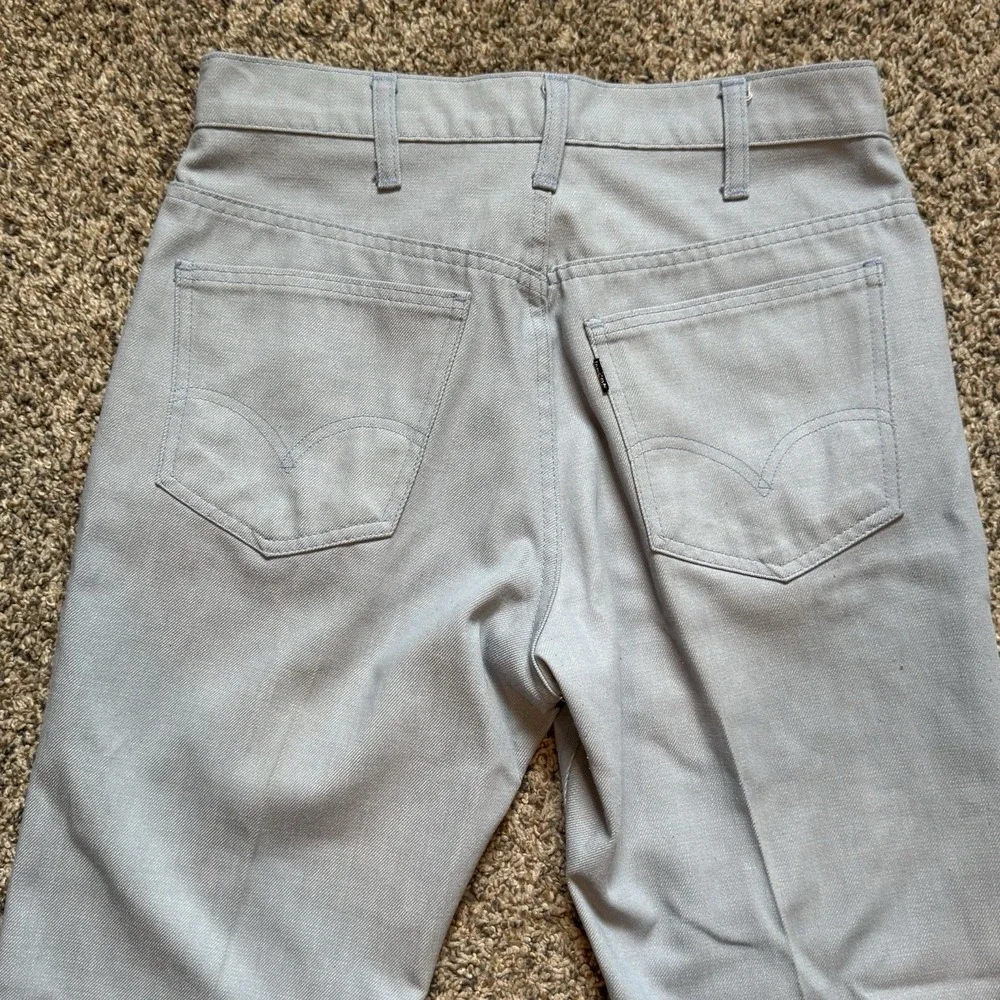 Vintage 70s Levis Sta-Prest 520 Pants 30x28 Slate Blue Black Tab Talon Zip Big E
